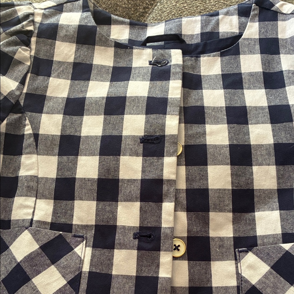 Janie and Jack Navy and White Plaid Shirt